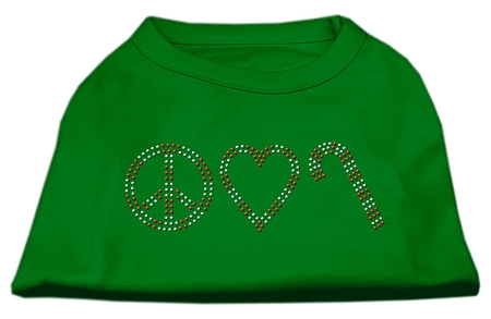 Peace, Love, and Candy Canes Shirts Emerald Green Med